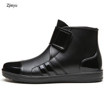 preço Homens Pvc Botas De Chuva Tornozelo Gumboots Preto Wellies Moda Bot Botas De Pesca De Pouco Peso Galochas Rainboots Gancho E Laço