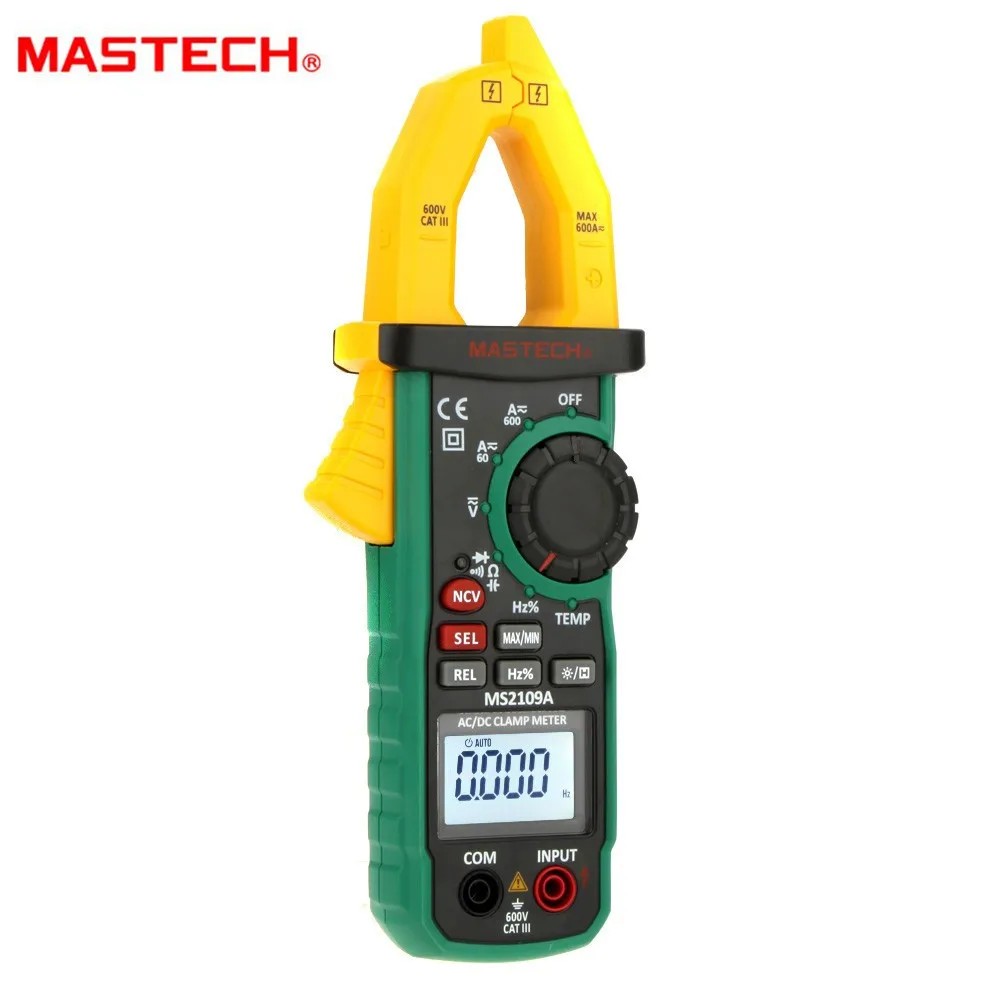 

Mastech MS2109A Auto Ranging Digital AC/DC Clamp Meter Frequency Capacitance Temperature & NCV Tester