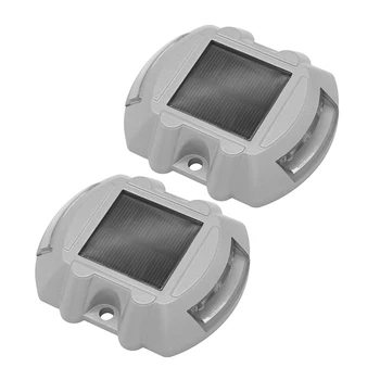 

2x Aluminum Double Sides IP68 Waterproof Buried Lamps 6 LED Solar Powered Warning Security Underground Lights