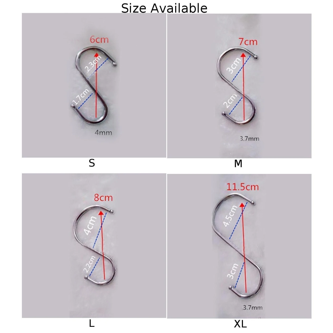 10Pcs Households Stainless Steel S Hooks Utensil Coat Clothes Hanger Supplies