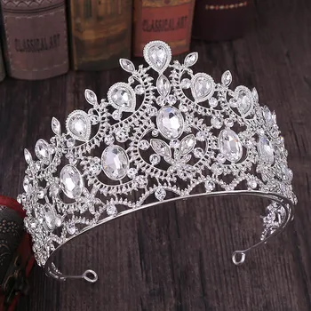 

Luxury Baroque Bridal Wedding Hair Jewelry Accessories Vintage Handmade Water Drop Rhinestone Bridal Crown Tiara VL