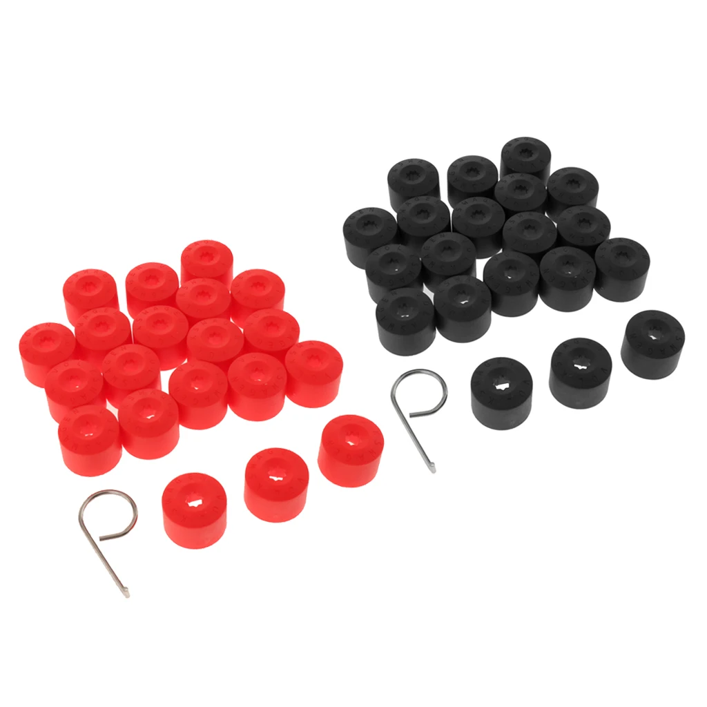 40 Pack 20mm Wheel Nut Bolt TireScrew Dustproof Covers Caps Red + Black with Tools DY