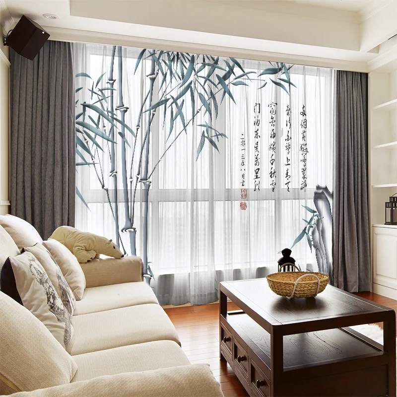 

Custom Chiffon Sheer Curtain Window Drape for Bedroom Living Room Bamboo Hill Khaki Gray Brown Pink Blue