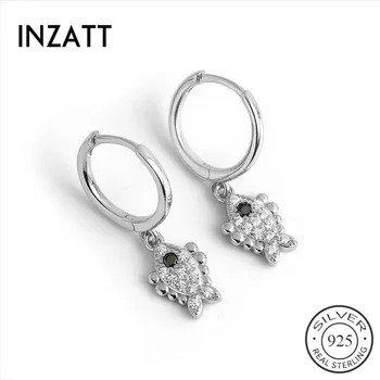 

INZATT Real 925 Sterling Silver Zircon Fish Hoop Earrings For Fashion Women Party Fine Jewelry Cute Animal Accessories Gift