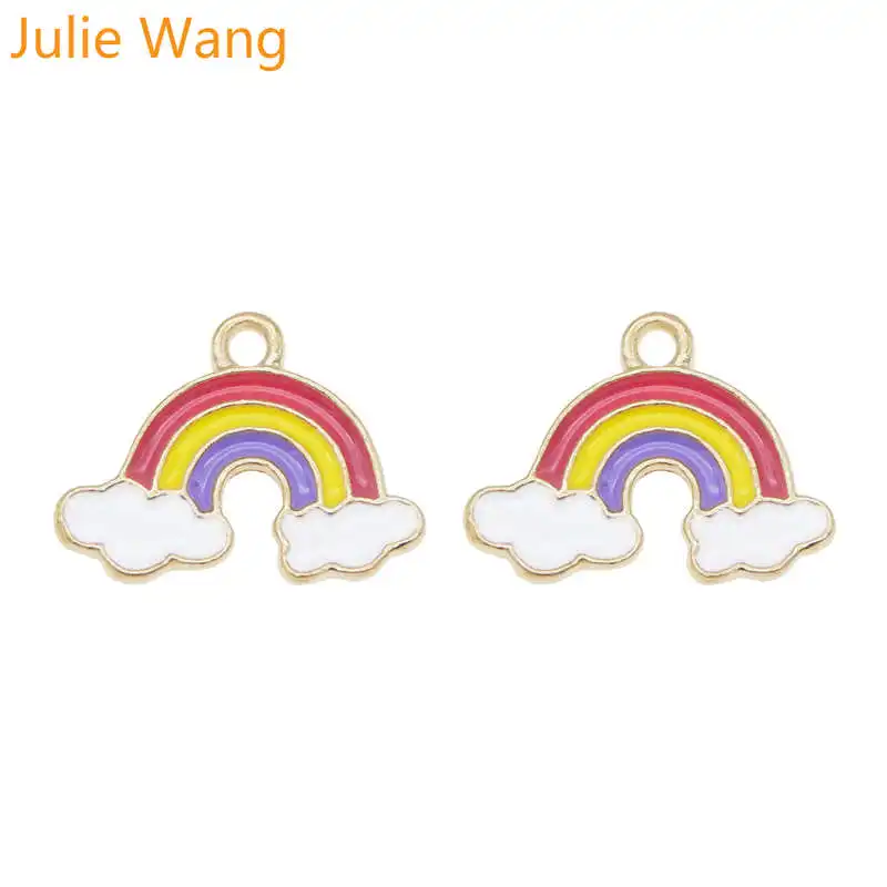 Julie Wang 5 шт. эмаль радуга амулеты облако сплав золотой тон ожерелье браслет серьги