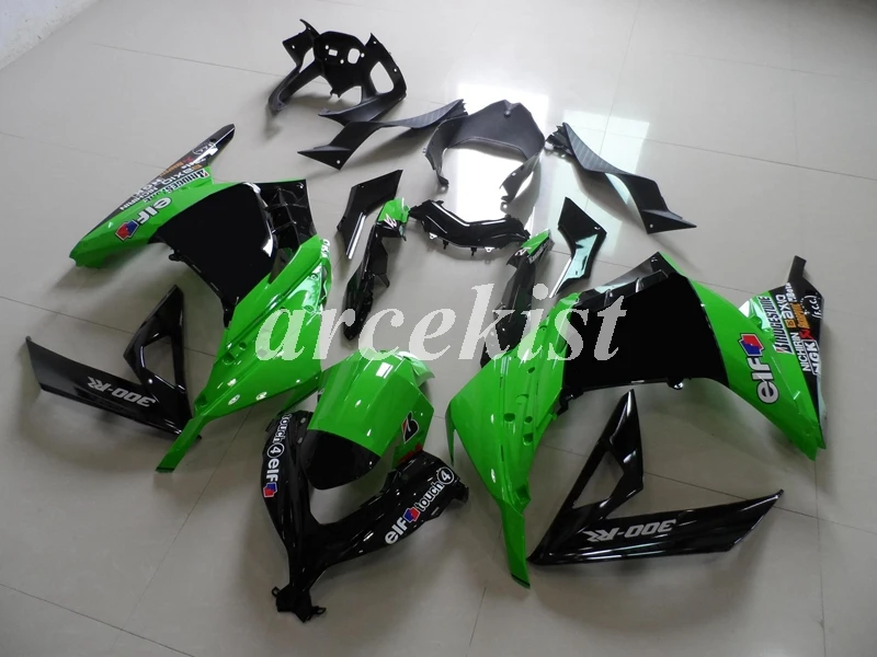 Литьевая Форма ABS Обтекатели комплект подходит для Kawasaki Ninja 300 EX300 2013 Кузов Набор зеленый черный эльф
