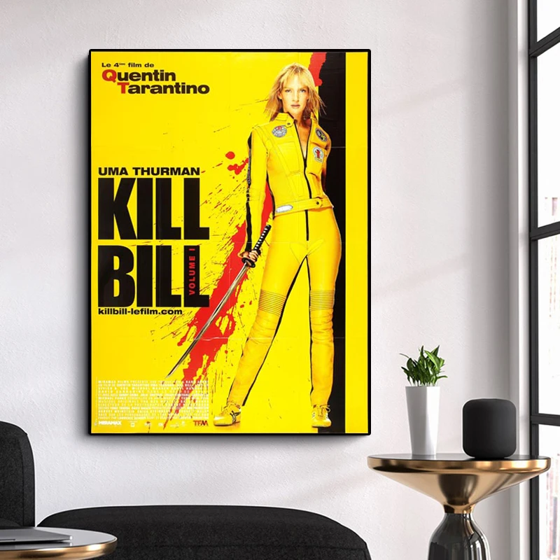 Kill Bill настенный киноплакат отпечатанная на холсте картина желтый цвет живопись для гостиной HD Печать на холсте декоративная картина без рамы
