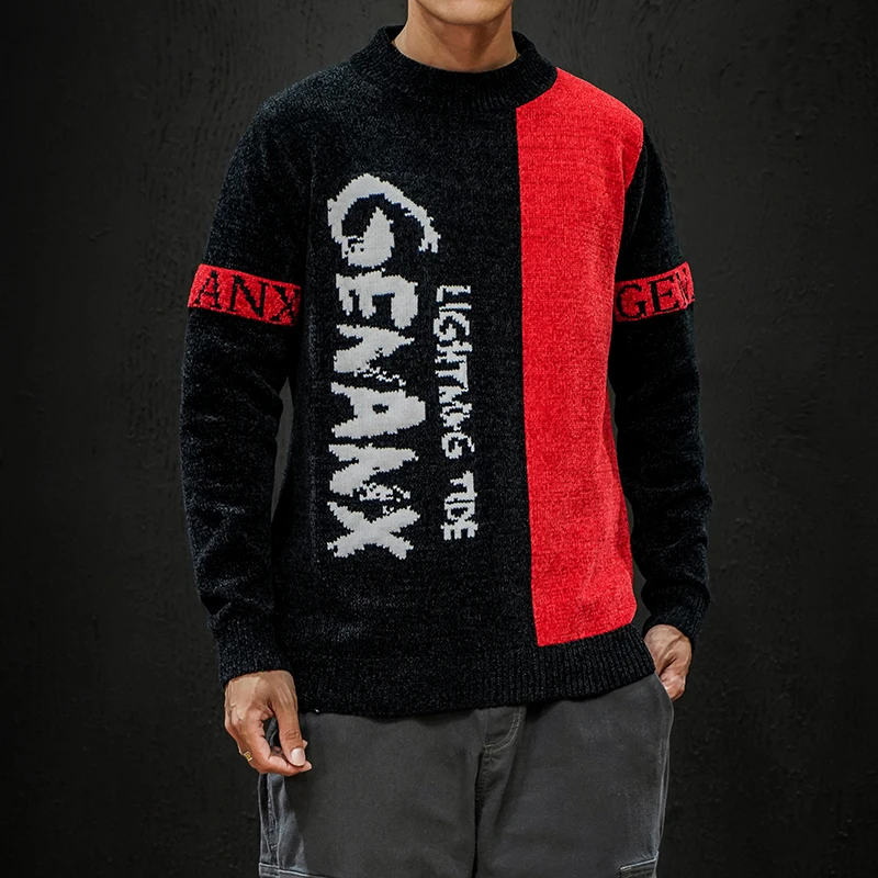 

2019 New Sweater Men Long Sleeves Autumn Winter Pullover Knitted O-Neck Plus Asian Size 5XL