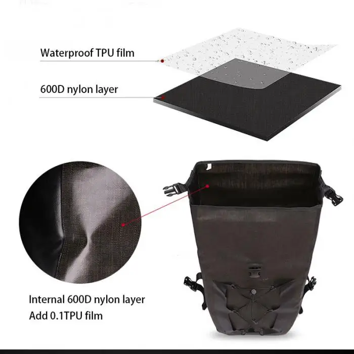 Wheel up Foldable Large 27L Storage Bicycle Saddle Bags Mountain Bike Wearproof Tail Seat Luggage Bag Outdoor Cycling Equipment