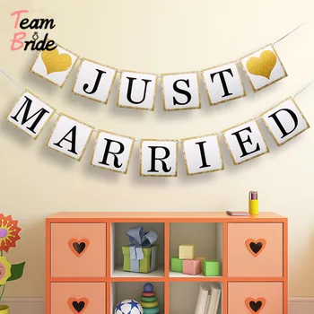 

Bride To Be Flag Just Married Vintage Paper Banner White Gold Wedding Garland Bunting Romantic Party Decoration Bridal Shower