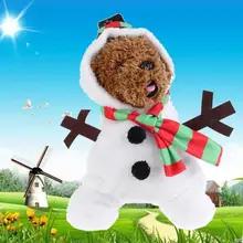 Рождественский костюм для собаки, теплый фланелевый костюм снеговика, наряд для щенка, праздничный декор, T8WE