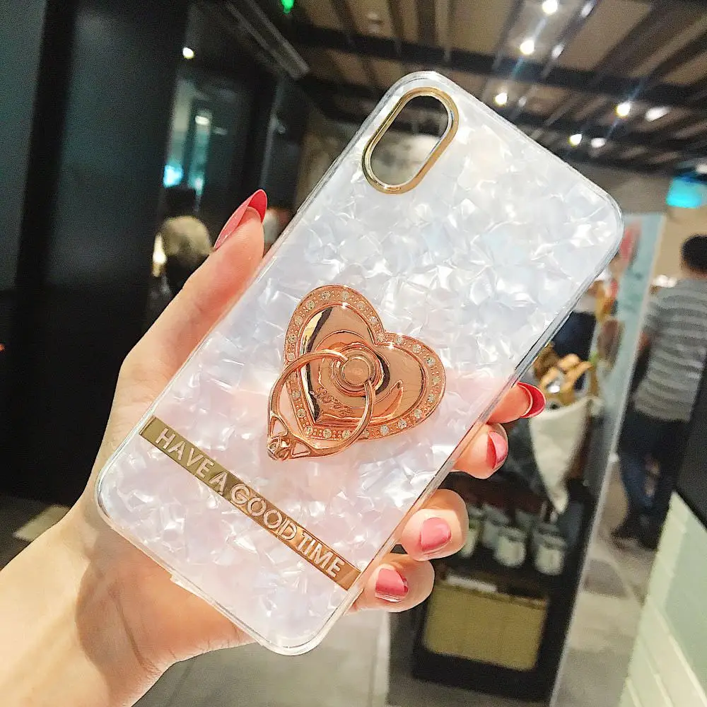 Слоновая кость LLZ.COQUE чехол с гальваническим геометрическим мрамором для Iphone 11 Pro X XS Xr Max 6 6S 7 8 PLUS, металлический кольцевой кронштейн, чехол с подставкой - Цвет: Слоновая кость