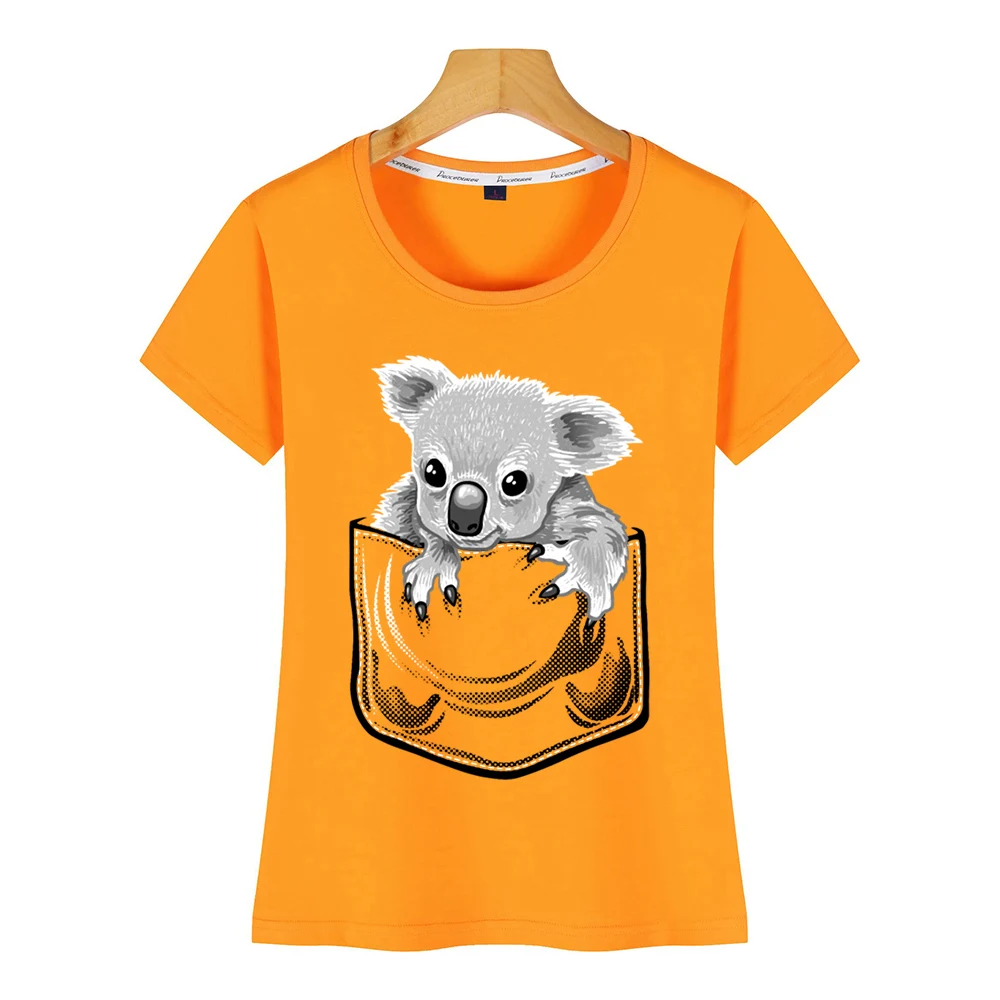 Женская футболка с карманом koala белая короткая круглым вырезом|Футболки| |