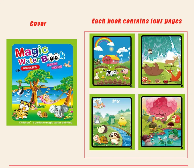 Magical Water Painting Coloring Drawing Book for Kids Toys Drawing Board Animals Drawing Book Repeated Educational Toys for Boys