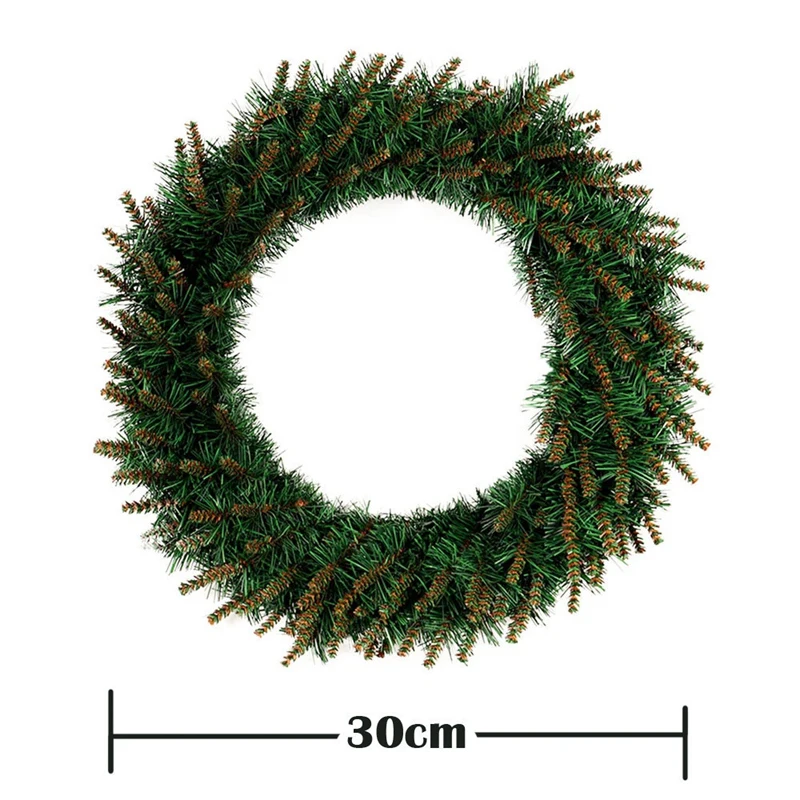 Hot Green Hanging Christmas Wreath 1PC 30cm DIY Hanging Wreath Christmas Party Decoration Wall Ornament Garland
