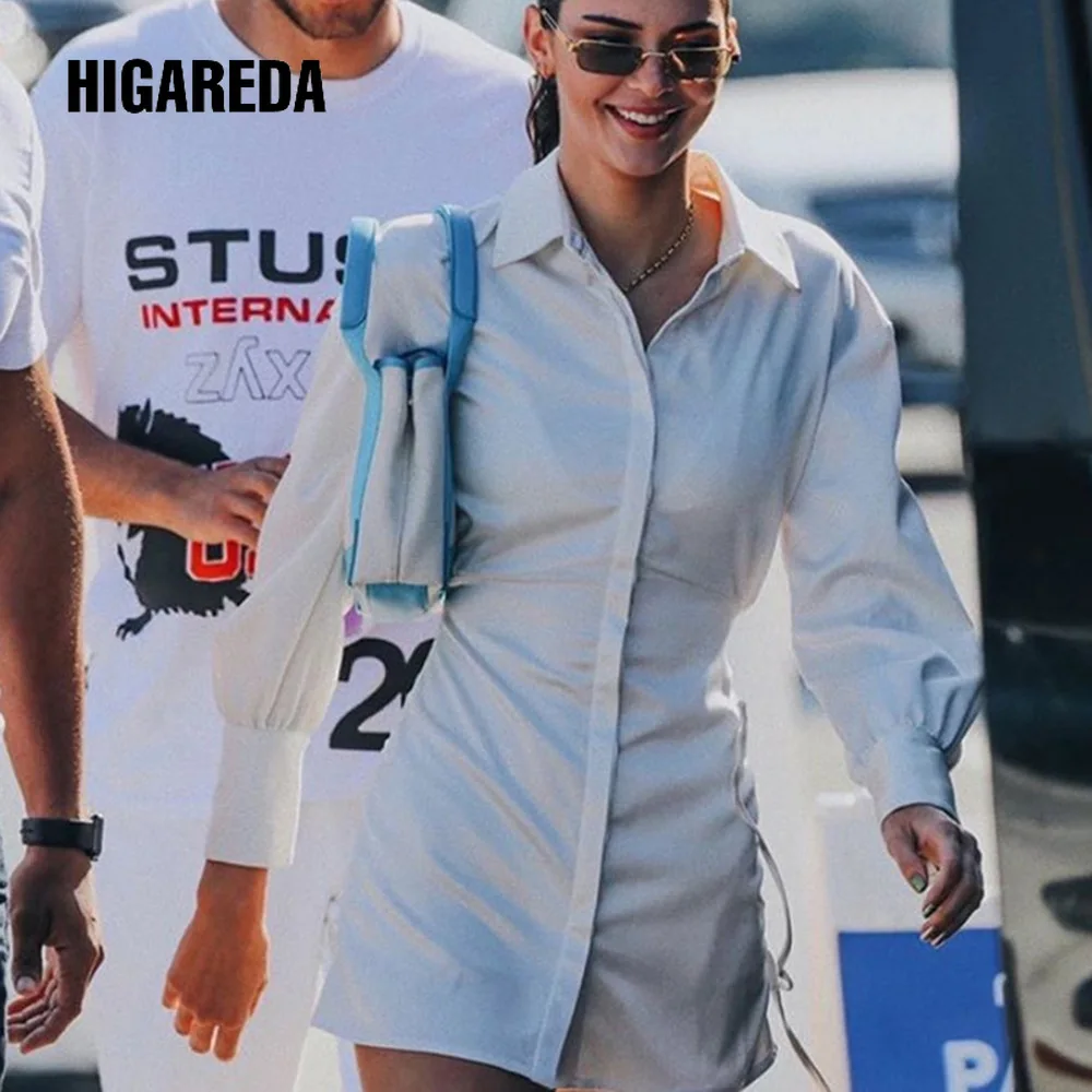 

women eleant dress full sleeve turn-down collar front button draped slim mini sexy dress parth streetwear vestideos