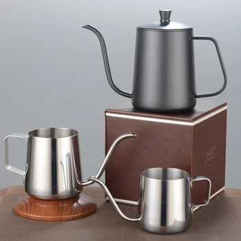 

250ml/350ml Coffee Pot Home Hand-Washing Kettle Drip Coffee Maker 304 Stainless Steel Teapot Teflon Filter Long Spout Kettle