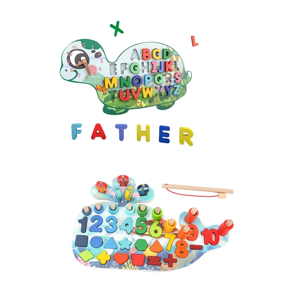Sorting Fishing Toy Shape Sorter Stacking Block Jigsaw Board Teaching