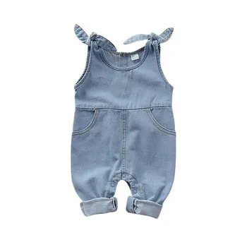 

Pudcoco Baby Summer Clothing Newborn Infant Baby Boy Baby Girl Clothes Denim Romper Jumpsuit Outfit Set Sleeveless Solid Overall
