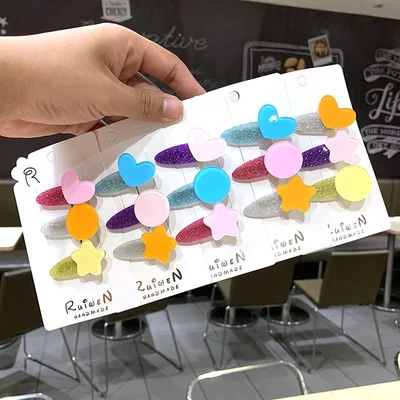 3 шт./набор милых конфетных цветов любовь пентаграмма звезда круглая заколка для