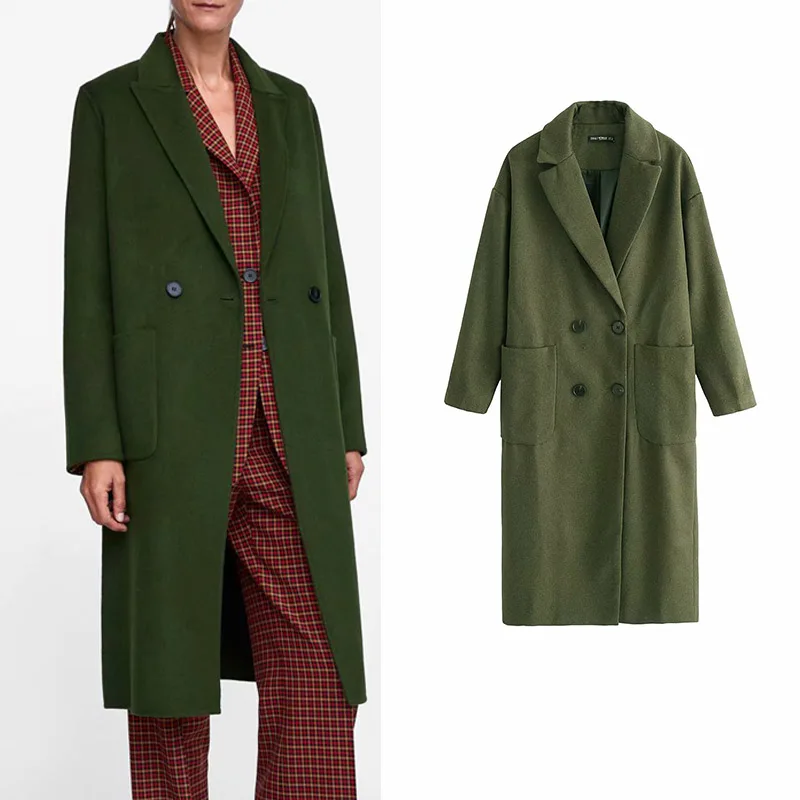 

2019 autumn winter women's jacket two-color simple women jacket casual loose coat artificial woolen outwear women's blend coat