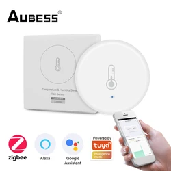 Aubess – capteur de température/humidité intelligent ZigBee, Tuya, application Smart Life, sécurité pour maison connectée, fonctionne sur batterie, compatible avec Alexa et Google Home 