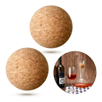 

2Pcs Wine Stopper Cork High Density Wooden Decanter Top Round Ball Mini Replacement Simple Airtightness Tool