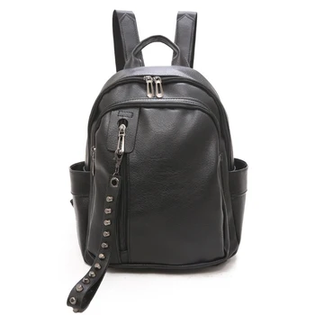 

Elegant Brown Vintage Rivet Zipper Backpack Women Casual Double Zipper Travel Shoulder Bag Office Lady Outdoor Shopping Work Bag