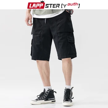 

LAPPSTER-Youth Summer Men Cotton Plus Size Shorts 2020 Mens Hip Hop Cargo Shorts Baggy Fashions Joggers Male Black Sweatshorts