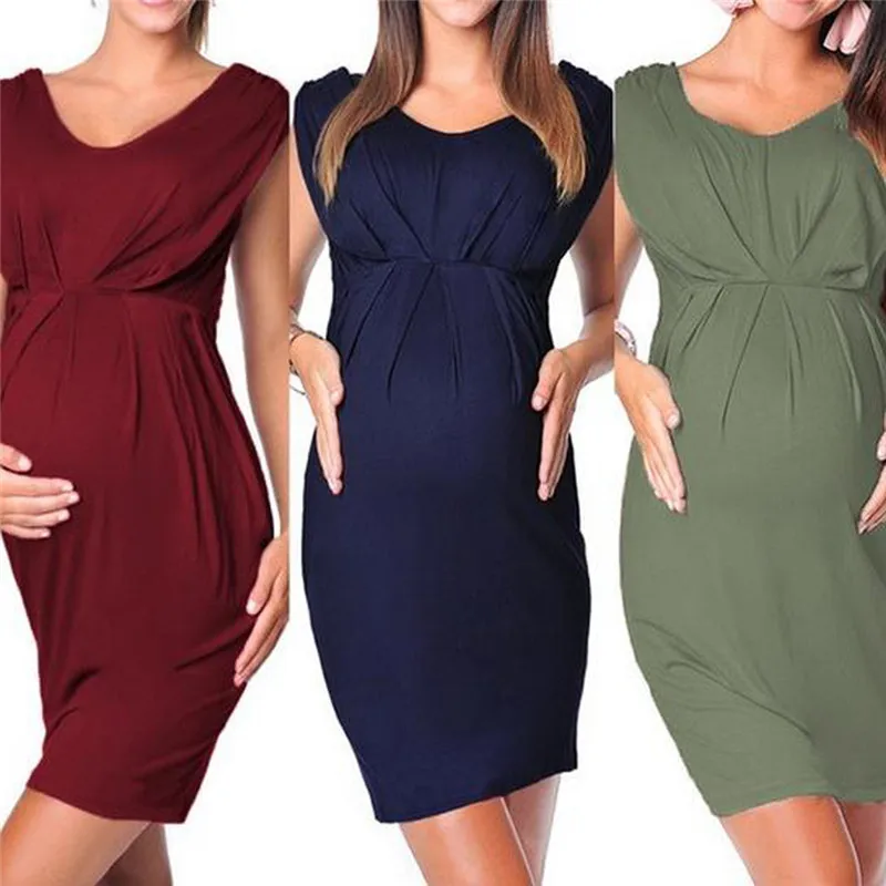 Vestido de embarazo para Mujer, Vestido de maternidad de manga corta  sólido, Vestido de verano para madre y Mujer|Vestidos| - AliExpress