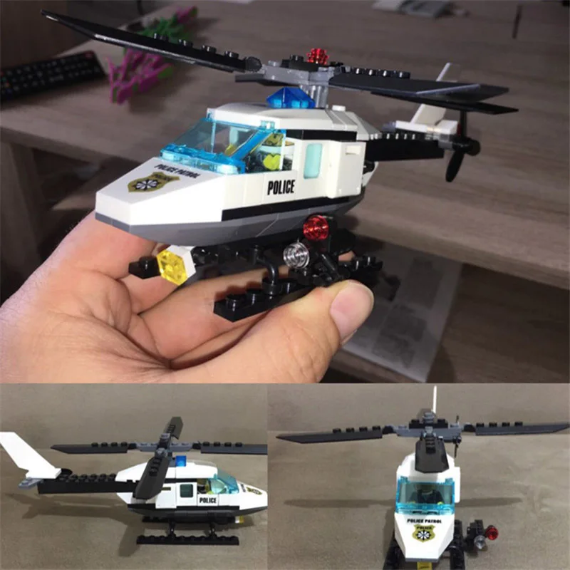 City Police Helicopter Airplane Blocks Bricks Building Bloc (1)