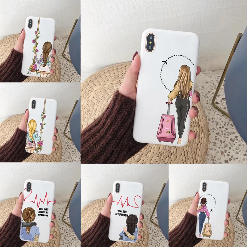 Модный чехол для девочки BFF iPhone XS 11 Pro MAX SE 5 6 6S 7 8Plus XR X10 best friend candy white силиконовый из