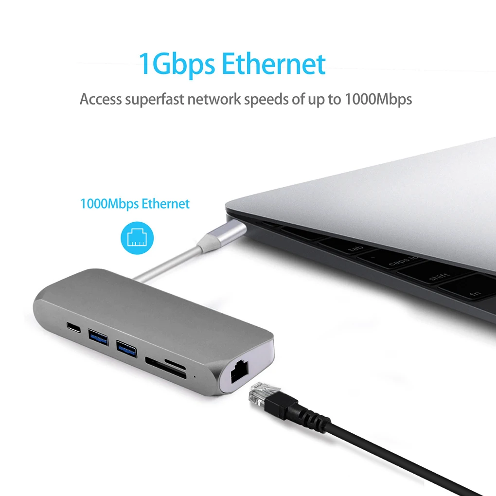 7 в 1 USB 3,0 тип-c к концентратору 3,0 USB RJ45 SD/TF кардридер питания видео HD Замена для MacBook Pro