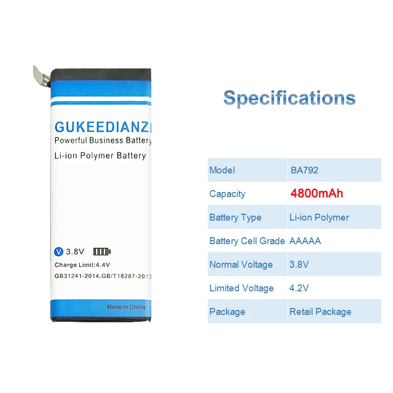 GUKEEDIANZI телефон батарея 4800 мАч BA792 для Meizu Pro 7/M792Q/M792C BA792 Новые аккумуляторы