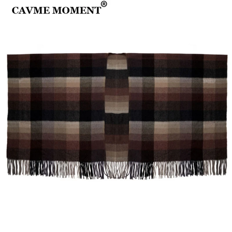 CAVME Pure Wool Pashmina Scarf Stole Plaid Shawl with Tassels for Women Ladies Large Scarf 130*170cm CUSTOM LETTERS