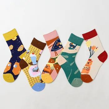 

Harajuku Couple Cartoon AB Asymmetry Fashion Autumn Winter Cute Cotton Comfortable Socks Kawaii Funny Gifts for Women Sock