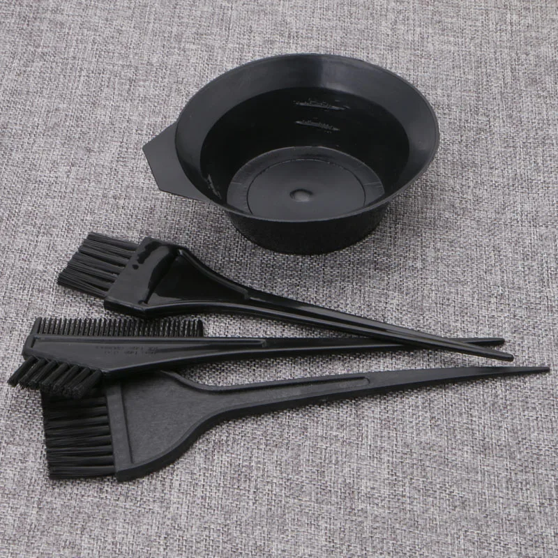 

4Pcs /Set Hair Dye Colouring Brush Comb Black Plastic Mixing Bowl Barber Salon Tint Hairdressing Color Styling Tools Dropship