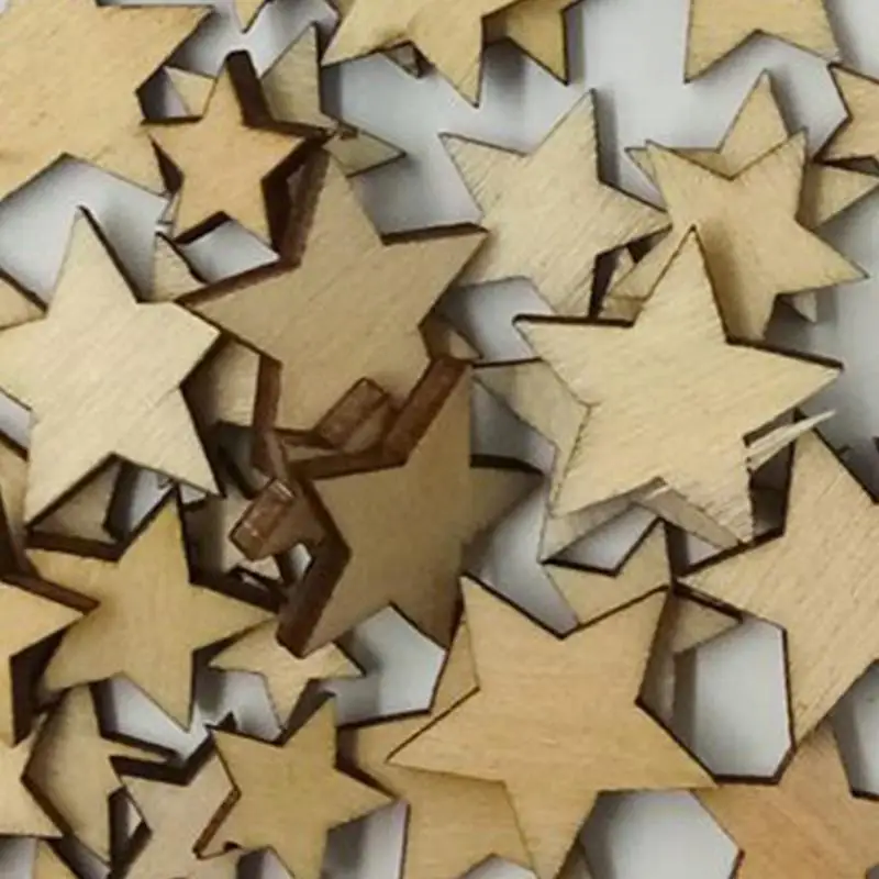 200pcs 100pcs Wooden Stars Scrapbooking Buttons Light Weight Size