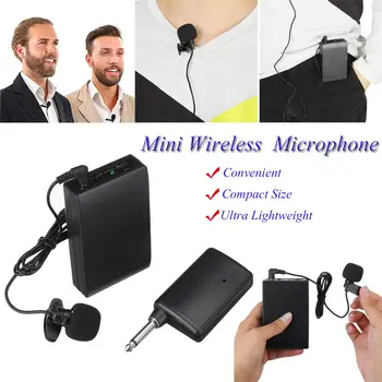 

Portable Lavalier Microphone Wireless Cordless Collar Clip Lapel Tie Microphone Mic Transmitter Set for Teacher Office Meeting