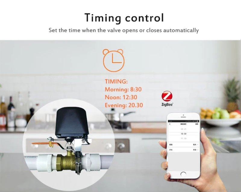 Controlador de Válvula para Água Trabalho com Alexa Tuya Smartlife Wifi Inteligente Gás Pipeline Desligamento Automático no Google Assistente Casa - 4 Tuya smartlife wifi inteligente controlador de válvula