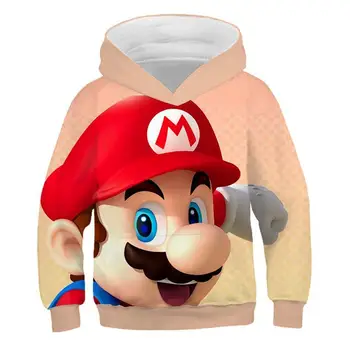 

2019 new Host game Super Mario Bros. Boys and girls cartoon hooded sweatshirt with 3D print fashion sweatshirt for boys