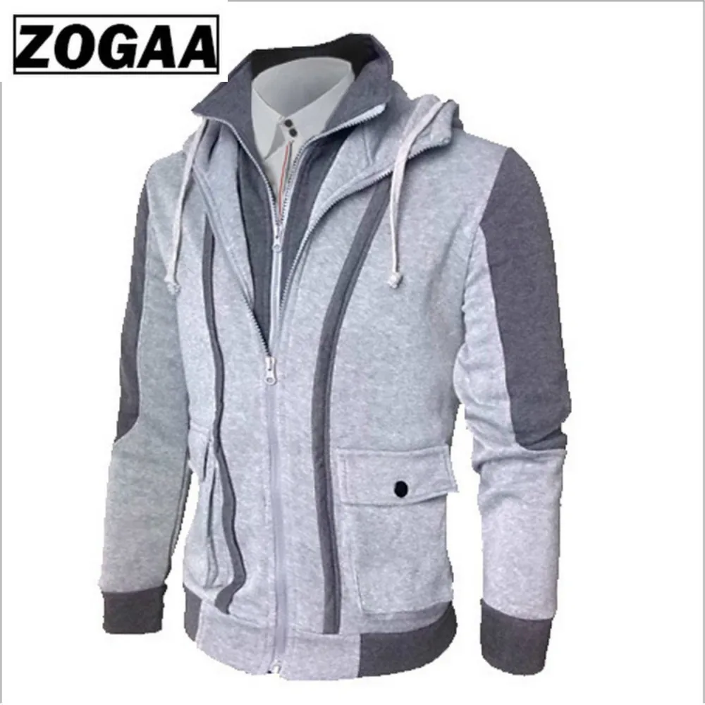 

ZOGAA Winter Jacket Men Casual Double Zipper Two Tops Jackets Warm Cardigan Loose Plus Size Overcoat Men Jackets and Coats