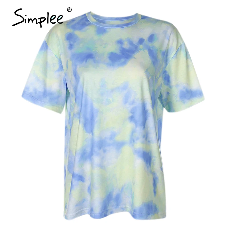 Simplee Casual outfits womens two piece suits Tie dye printing backsuits T-shirt suit Sports style bicycles shorts set 2020 NEW