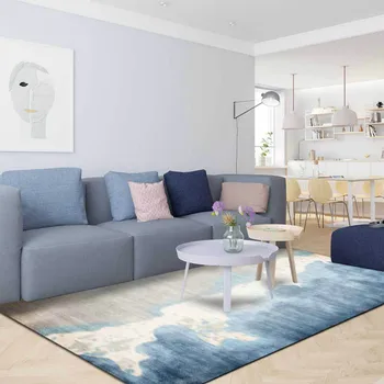 

Fashion Modern Minimalist Abstract Blue White Sea Water Living Room Bedroom Bedside Carpet Floor Mat Customization