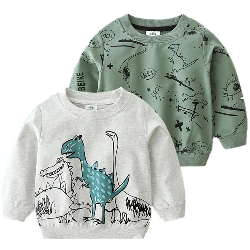 Spring Autumn New Design 2 3 4 6 8 10 Years Children'S Clothing Cartoon Animal Print All-Match Sweatshirt For Kids Baby Boy