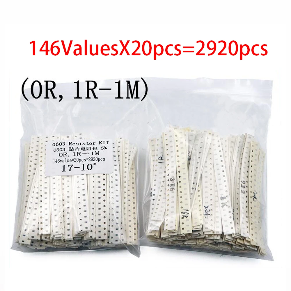0603 SMD Resistor Samples kit 0R，1R~1M 146ValuesX20pcs=2920pcs | Электронные компоненты и принадлежности