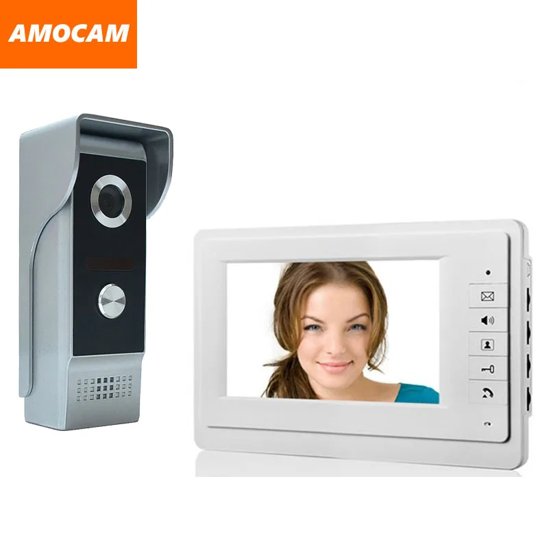 

Видеодомофон с цветным монитором 7 дюймов, система связи, дверной звонок, комплект, видеодомофон, динамик, камера ночного видения из алюминиевого сплава