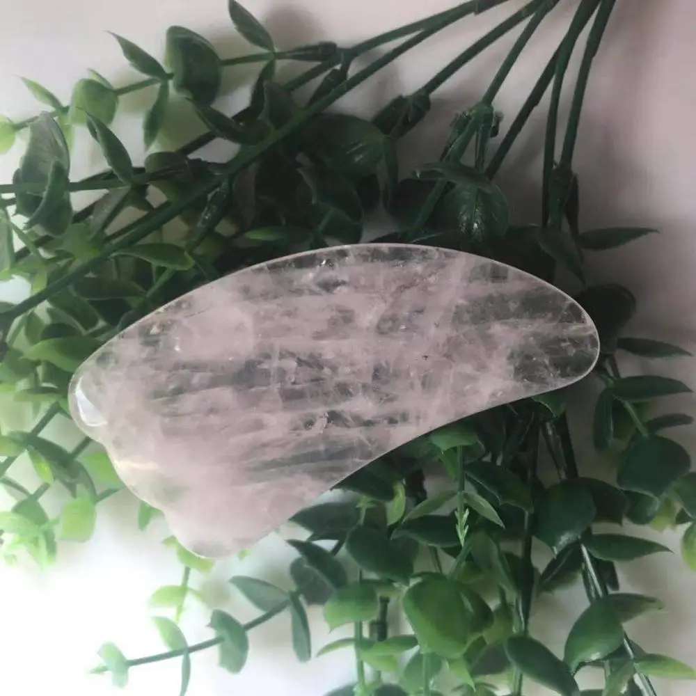 High Quality Natural Rose Quartz Guasha Board Shape Stone Hand Carved For Gift& Home Decor ZJJ