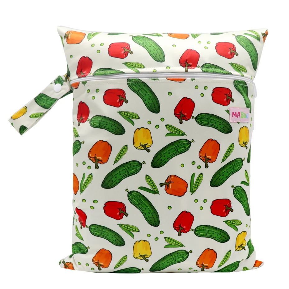 Wet Dry Bag Baby Diaper Bag Nappy Reusable Washable Waterproof PUL Snap Handle Wetbag Maternity Diaper Pouch 30*40cm