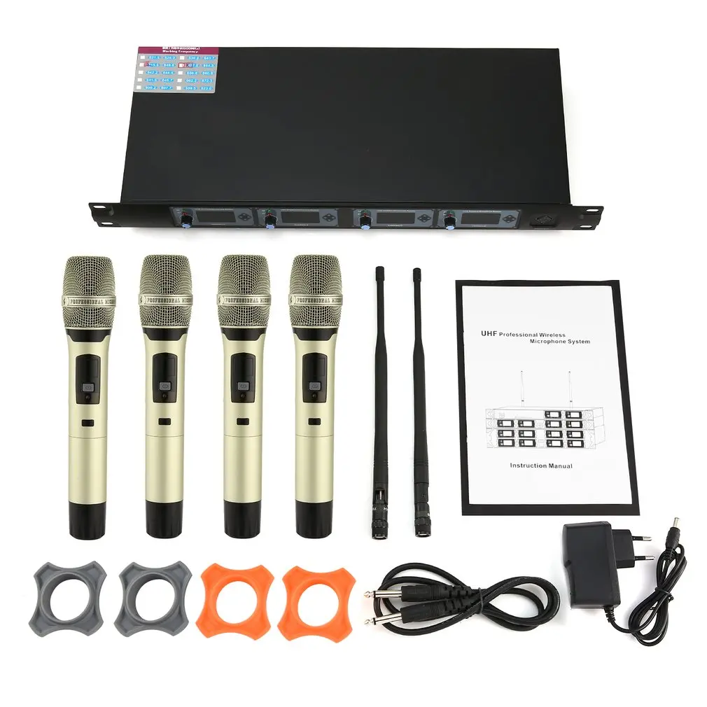

4in1 Audio 4x800 Paths UHF Diversity Wireless Handheld Microphone Mic System Superior Sound Quality Professional Feature